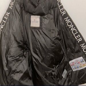 Moncler Shiny Black Jacket with Logo Trim